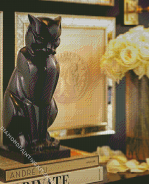 Black Art Deco Cat Diamond Painting