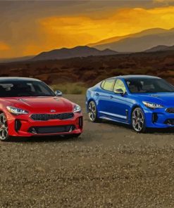 Blue And Red Kia Stinger Diamond Painting