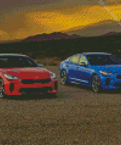 Blue And Red Kia Stinger Diamond Painting