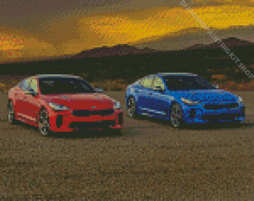 Blue And Red Kia Stinger Diamond Painting