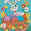 Bunny With Eggs Diamond Painting