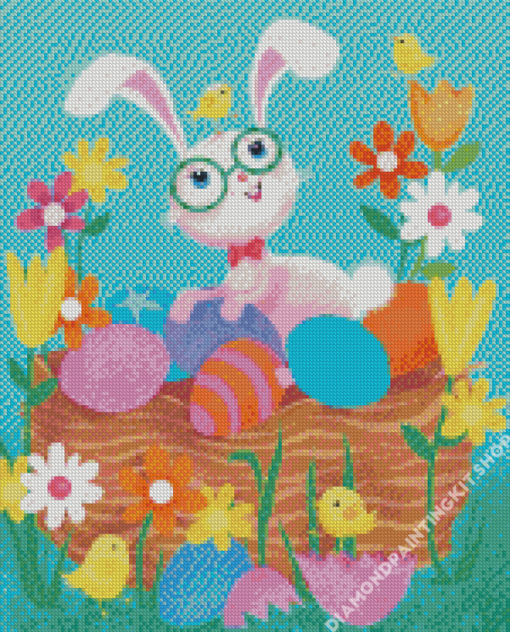 Bunny With Eggs Diamond Painting