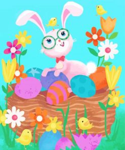 Bunny With Eggs Diamond Painting