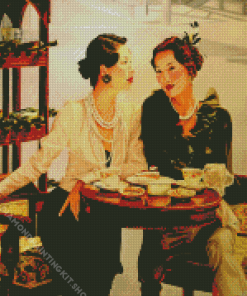 Classic Women Drinking Coffee Diamond Painting