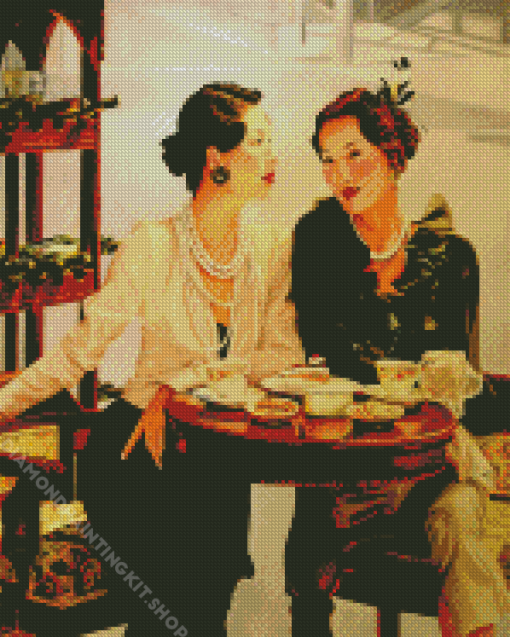 Classic Women Drinking Coffee Diamond Painting