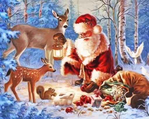 Claus Santa Animals Diamond Painting