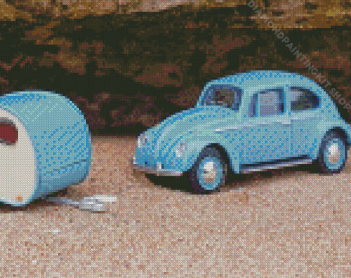 Cyan Car And Teardrop Diamond Painting