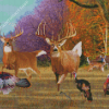 Deer And Turkey Animals Diamond Painting