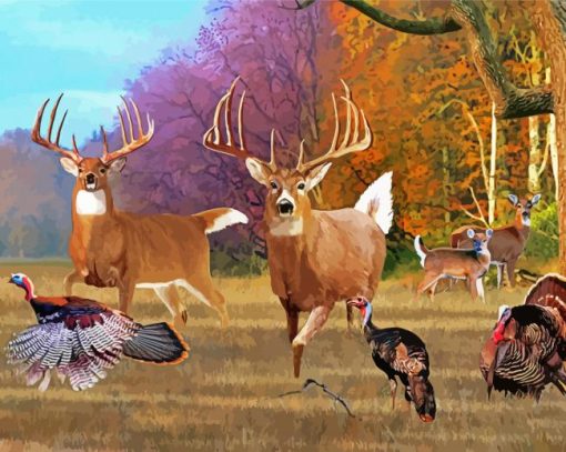 Deer And Turkey Animals Diamond Painting