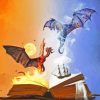 Dragons With Books Diamond Painting