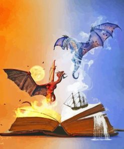 Dragons With Books Diamond Painting