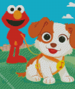 Elmo And Puppy Sesame Street Diamond Painting