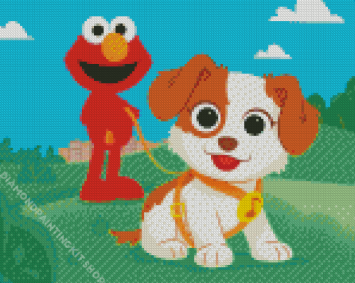 Elmo And Puppy Sesame Street Diamond Painting