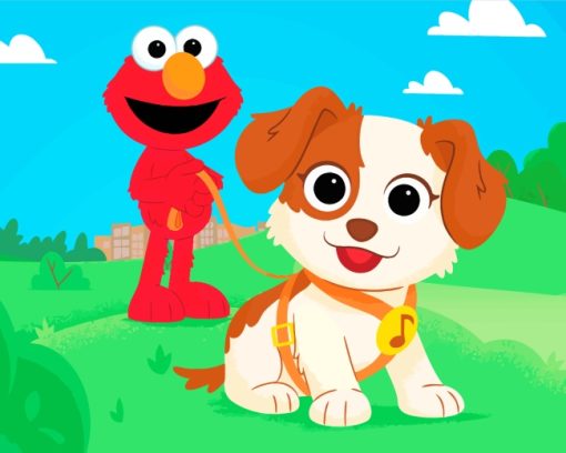 Elmo And Puppy Sesame Street Diamond Painting