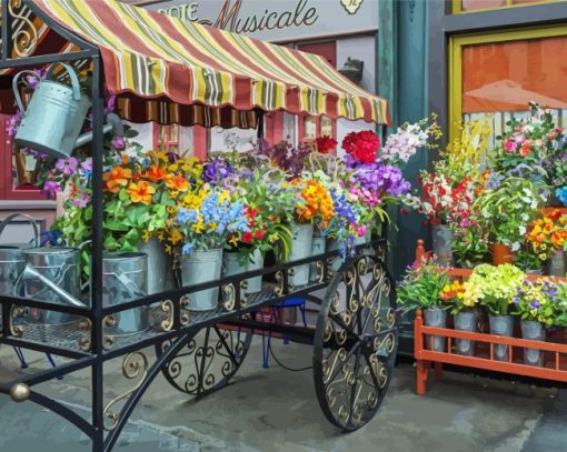 Flowers Cart Diamond Painting