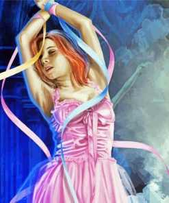 Girl With Blue And Pink Ribbon Diamond Painting