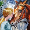 Girl And Brown Horse Diamond Painting