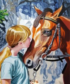 Girl And Brown Horse Diamond Painting