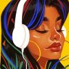 Girl With Headphones Listening To Music Diamond Painting