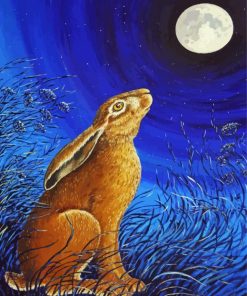 Hare And Moon In Starry Night Diamond Painting