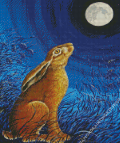 Hare And Moon In Starry Night Diamond Painting