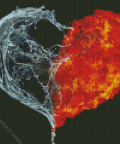 Ice And Fire Heart Diamond Painting