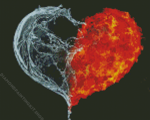 Ice And Fire Heart Diamond Painting