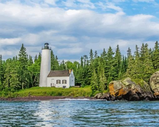 Isle Royale Lake Lighthouse Diamond Painting