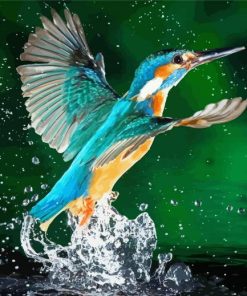 Kingfisher Birds In Water Diamond Painting