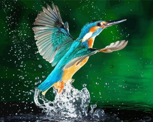 Kingfisher Birds In Water Diamond Painting