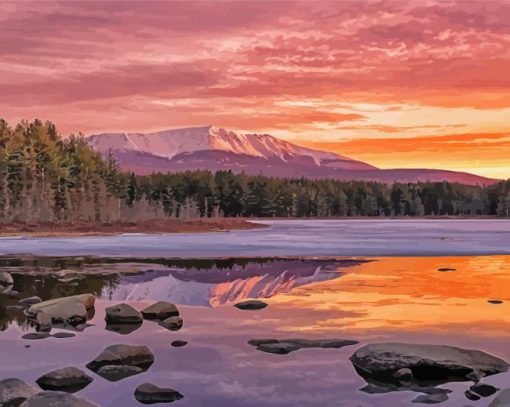 Mount Katahdin At Sunrise Diamond Painting