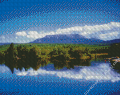 Mount Katahdin With Blue Lake And Sky Diamond Painting