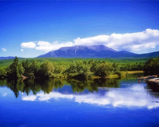 Mount Katahdin With Blue Lake And Sky Diamond Painting