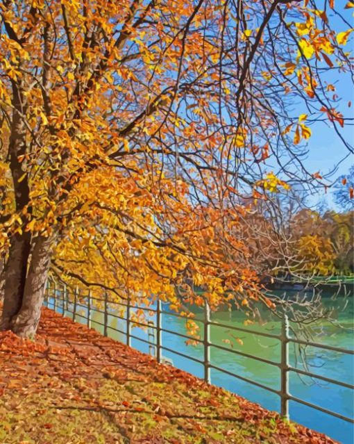 Munich Golden Leaves Promenade Diamond Painting