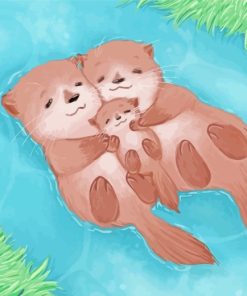 Otter Family Diamond Painting