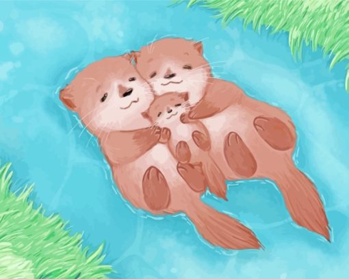 Otter Family Diamond Painting