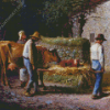 Peasants Bringing Home A Calf Born In The Fields By Millet Diamond Painting