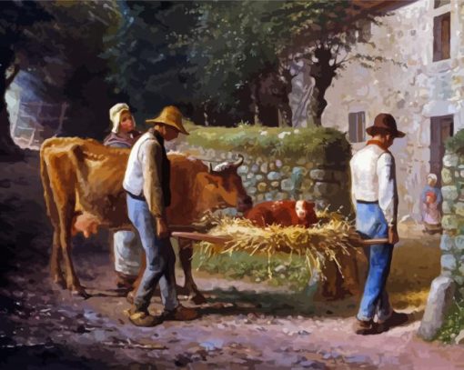 Peasants Bringing Home A Calf Born In The Fields By Millet Diamond Painting