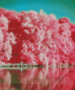 Pink Trees Landscape Diamond Painting