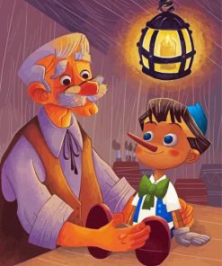 Pinocchio And His Dad Diamond Painting