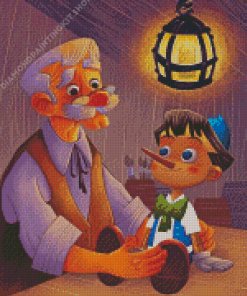 Pinocchio And His Dad Diamond Painting