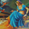 Rajasthani Girl By River Diamond Painting