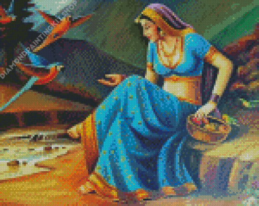 Rajasthani Girl By River Diamond Painting