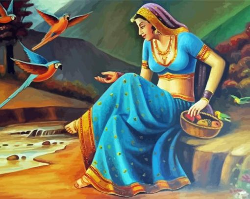 Rajasthani Girl By River Diamond Painting