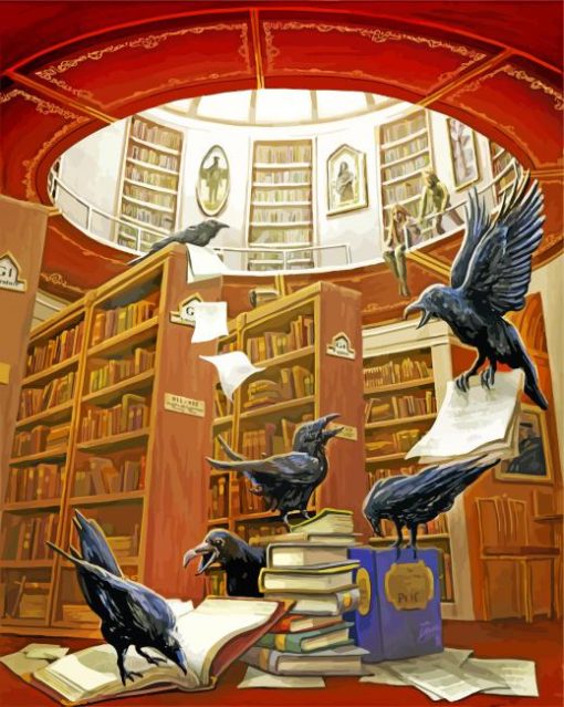 Ravens In The Library Diamond Painting