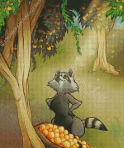 Ring Tailed Lemur In Orange Grove Diamond Painting