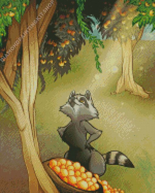 Ring Tailed Lemur In Orange Grove Diamond Painting