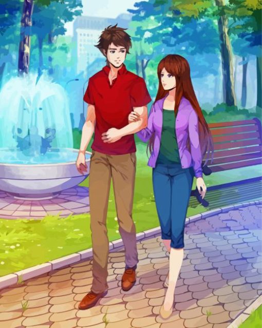 Romantic Walk Cartoon Diamond Painting