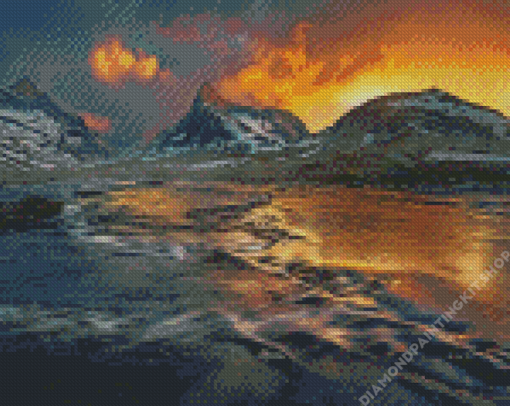 Scandinavian Mountains And River Diamond Painting