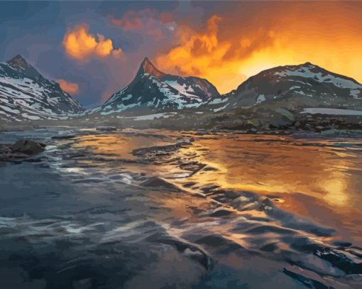 Scandinavian Mountains And River Diamond Painting